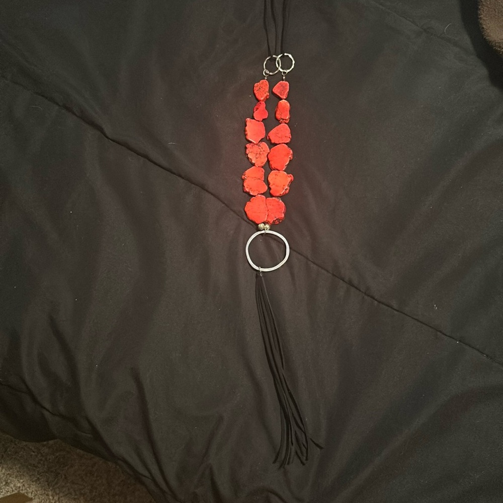 Beautiful red coral  necklace 27”